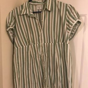 Green Striped Maternity Blouse